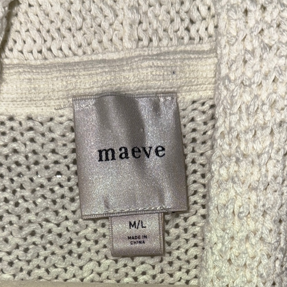 Anthropologie Maeve Cream Sailboat Intarsia Knit Cardigan with Navy Trim - Picture 5 of 6